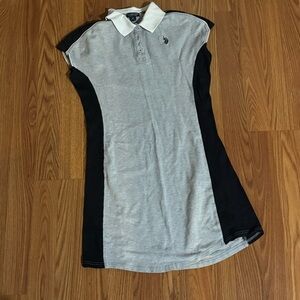 U.S. Polo Assn. Gray Black Mini Dress Size Xs Classic Preppy Tennis Sporty Y2k